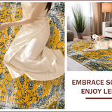 Ultra Soft Area Rug, Non Slip, Stain Resistant, Washable Area Rugs for Living Room, Bedroom, Rustic Earthy Patterned Elegance(Yellow)