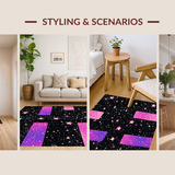 Ultra Soft Area Rug, Non Slip, Stain Resistant, Washable Area Rugs for Living Room, Bedroom, Vibrant Cosmic Glitter Aesthetic(Black)