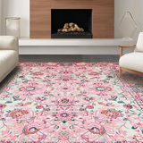 Ultra Soft Area Rug, Non Slip, Stain Resistant, Washable Area Rugs for Living Room, Bedroom, Serene Cottage Chic Design(Pink)