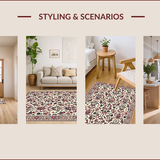 Ultra Soft Area Rug, Non Slip, Stain Resistant, Washable Area Rugs for Living Room, Bedroom, Vintage Distressed Damask(Beige)