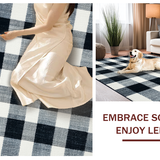 Ultra Soft Area Rug, Non Slip, Stain Resistant, Washable Area Rugs for Living Room, Bedroom, Black and White Plaid Outdoor Area Rug(Black)