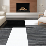 Ultra Soft Area Rug, Non Slip, Stain Resistant, Washable Area Rugs for Living Room, Bedroom, Refined Rustic Abstract Composition(Black)