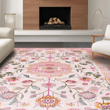 Ultra Soft Area Rug, Non Slip, Stain Resistant, Washable Area Rugs for Living Room, Bedroom, Contemporary Organic Shape Elements(Pink)