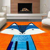 Ultra Soft Area Rug, Non Slip, Stain Resistant, Washable Area Rugs for Living Room, Bedroom, Dynamic Animated Wolf Imagery(Orange)