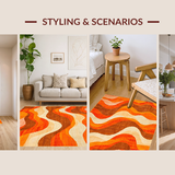 Ultra Soft Area Rug, Non Slip, Stain Resistant, Washable Area Rugs for Living Room, Bedroom, Eclectic Psychedelic Artful Vibe(Orange)