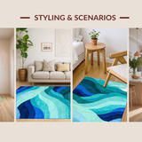 Ultra Soft Area Rug, Non Slip, Stain Resistant, Washable Area Rugs for Living Room, Bedroom, Whimsical Blue Swirl Theme(Blue)
