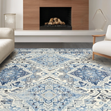 Ivory Distressed Medallion(Blue)