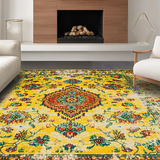 Ultra Soft Area Rug, Non Slip, Stain Resistant, Washable Area Rugs for Living Room, Bedroom, Stylish Warm Color Palette Design(Yellow)