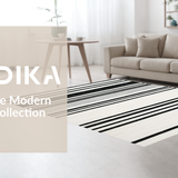 Ultra Soft Area Rug, Non Slip, Stain Resistant, Washable Area Rugs for Living Room, Bedroom, Fashionable Black and White Striped Rug Perfect for Porch and Entryway(Black)