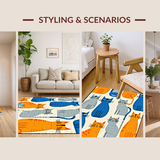 Ultra Soft Area Rug, Non Slip, Stain Resistant, Washable Area Rugs for Living Room, Bedroom, Adorable Animal Friends Design(Blue)