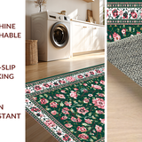 Ultra Soft Area Rug, Non Slip, Stain Resistant, Washable Area Rugs for Living Room, Bedroom, Whimsical Floral Abstract Aesthetic(Green)