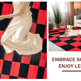 Ultra Soft Area Rug, Non Slip, Stain Resistant, Washable Area Rugs for Living Room, Bedroom, Chic Monochrome Checkered Layout(Red)