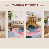 Ultra Soft Area Rug, Non Slip, Stain Resistant, Washable Area Rugs for Living Room, Bedroom, Elegant Grey Pink Geometric Fusion(Gray)