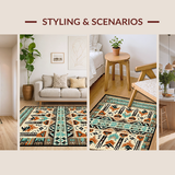 Ultra Soft Area Rug, Non Slip, Stain Resistant, Washable Area Rugs for Living Room, Bedroom, Retro Inspired Native American Style(Brown)