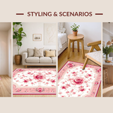 Ultra Soft Area Rug, Non Slip, Stain Resistant, Washable Area Rugs for Living Room, Bedroom, Eclectic Nature-Inspired Color Harmony(Pink)
