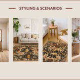 Ultra Soft Area Rug, Non Slip, Stain Resistant, Washable Area Rugs for Living Room, Bedroom, Charming Lodge Bear Imagery(Brown)