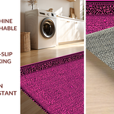 Ultra Soft Area Rug, Non Slip, Stain Resistant, Washable Area Rugs for Living Room, Bedroom, Chic Pink Leopard Geometric Fusion(Pink)