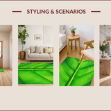 Ultra Soft Area Rug, Non Slip, Stain Resistant, Washable Area Rugs for Living Room, Bedroom, Botanical Low Pile Bathroom Mat Nature-Inspired Design(Green)