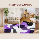 Ultra Soft Area Rug, Non Slip, Stain Resistant, Washable Area Rugs for Living Room, Bedroom, Elegant Distressed Textured Pattern(Purple)