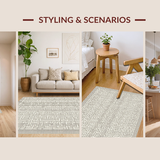 Ultra Soft Area Rug, Non Slip, Stain Resistant, Washable Area Rugs for Living Room, Bedroom, Cozy Textured Ogee Composition(Gray)