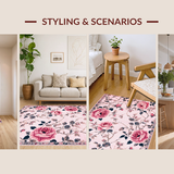 Ultra Soft Area Rug, Non Slip, Stain Resistant, Washable Area Rugs for Living Room, Bedroom, Trendy Pink Blossom Decorative Mat(Pink)