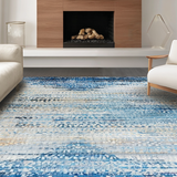 Ultra Soft Area Rug, Non Slip, Stain Resistant, Washable Area Rugs for Living Room, Bedroom, Artful Blue and Beige Ombre Area Rug with Vintage Distressed Aesthetic(Blue)