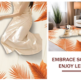 Ultra Soft Area Rug, Non Slip, Stain Resistant, Washable Area Rugs for Living Room, Bedroom, Bright Tropical Escape Theme(Orange)