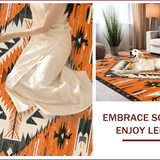 Ultra Soft Area Rug, Non Slip, Stain Resistant, Washable Area Rugs for Living Room, Bedroom, Tribal Warm Earthy Aesthetic(Orange)