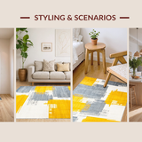 Ultra Soft Area Rug, Non Slip, Stain Resistant, Washable Area Rugs for Living Room, Bedroom, Transitional Rustic Patterned Elegance(Yellow)