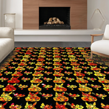 Ultra Soft Area Rug, Non Slip, Stain Resistant, Washable Area Rugs for Living Room, Bedroom, Rustic Summer Blossom Motif(Red)