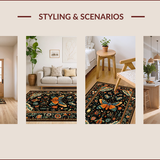 Ultra Soft Area Rug, Non Slip, Stain Resistant, Washable Area Rugs for Living Room, Bedroom, Nature-Inspired Floral Harmony(Black)
