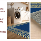 Ultra Soft Area Rug, Non Slip, Stain Resistant, Washable Area Rugs for Living Room, Bedroom, Elegant Greek Key Motif(Blue)