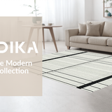 Chic Black White Striped Modern Geometric Area Design(Beige)