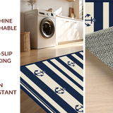 Ultra Soft Area Rug, Non Slip, Stain Resistant, Washable Area Rugs for Living Room, Bedroom, Classic Maritime Anchor Pattern(Blue)