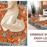 Ultra Soft Area Rug, Non Slip, Stain Resistant, Washable Area Rugs for Living Room, Bedroom, Bright Tiled Rustic Charm(Orange)