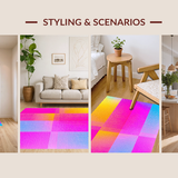 Ultra Soft Area Rug, Non Slip, Stain Resistant, Washable Area Rugs for Living Room, Bedroom, Whimsical Rainbow Abstract Design(Yellow)