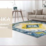 Ultra Soft Area Rug, Non Slip, Stain Resistant, Washable Area Rugs for Living Room, Bedroom, Chic Transitional Color Block Design(Blue)