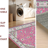 Ultra Soft Area Rug, Non Slip, Stain Resistant, Washable Area Rugs for Living Room, Bedroom, Soft Colorful Medallion Theme(Pink)