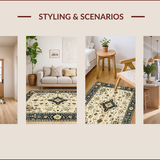 Ultra Soft Area Rug, Non Slip, Stain Resistant, Washable Area Rugs for Living Room, Bedroom, Rustic Neutral Earthy Motif(Ivory)