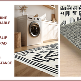 Ultra Soft Area Rug, Non Slip, Stain Resistant, Washable Area Rugs for Living Room, Bedroom, Luxurious Black and White Medallion(Black)