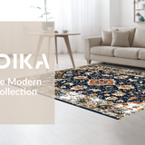 Ultra Soft Area Rug, Non Slip, Stain Resistant, Washable Area Rugs for Living Room, Bedroom, Serene Neutral Medallion Composition(Blue)
