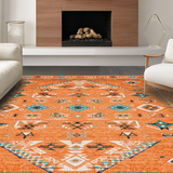 Ultra Soft Area Rug, Non Slip, Stain Resistant, Washable Area Rugs for Living Room, Bedroom, Charming Multi-Color Ogee Pattern(Orange)