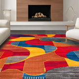 Ultra Soft Area Rug, Non Slip, Stain Resistant, Washable Area Rugs for Living Room, Bedroom, Colorful Modern Artful Round(Red)