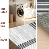 Ultra Soft Area Rug, Non Slip, Stain Resistant, Washable Area Rugs for Living Room, Bedroom, Modern Striped Lines Rug with Graphic Contrast, Minimalist Dash Pattern Accent(Black)