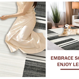 Ultra Soft Area Rug, Non Slip, Stain Resistant, Washable Area Rugs for Living Room, Bedroom, Minimalist Two-Tone Linear Rug with Striking Black and White Stripe Composition(Gray)