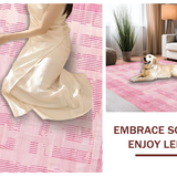 Ultra Soft Area Rug, Non Slip, Stain Resistant, Washable Area Rugs for Living Room, Bedroom, Sophisticated Light Pink Linear Art(Pink)