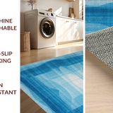 Ultra Soft Area Rug, Non Slip, Stain Resistant, Washable Area Rugs for Living Room, Bedroom, Charming Ribbon Bow Rug Microfiber Preppy Aesthetic Scalloped Edge Bath Mat(Blue)