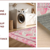Ultra Soft Area Rug, Non Slip, Stain Resistant, Washable Area Rugs for Living Room, Bedroom, Modern Boho Abstract Patterns(Pink)