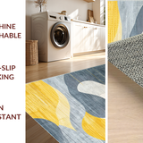 Ultra Soft Area Rug, Non Slip, Stain Resistant, Washable Area Rugs for Living Room, Bedroom, Contemporary Vibrant Patterned Surface(Yellow)