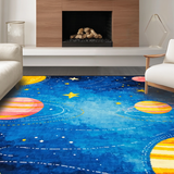 Ultra Soft Area Rug, Non Slip, Stain Resistant, Washable Area Rugs for Living Room, Bedroom, Funky Outer Space Adventure Design(Blue)